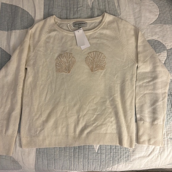 NWT CATNIP + SEAWEED Broken Shell Cashmere Sweater in White Med - Picture 3 of 7